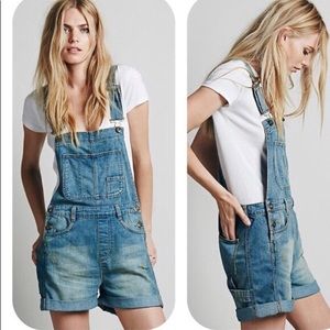 Free People denim overalls shorts size 30